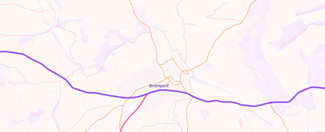 Map showing Halls Of Bromyard, Bromyard