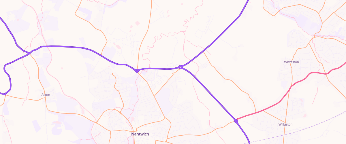 Map showing the location of Sainsburys Nantwich