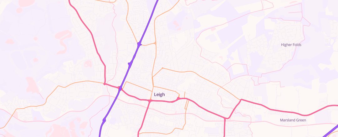 Map showing Leigh Mot's Ltd, Leigh