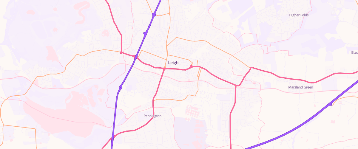 Map showing the location of Leigh Extra Petrol Filling