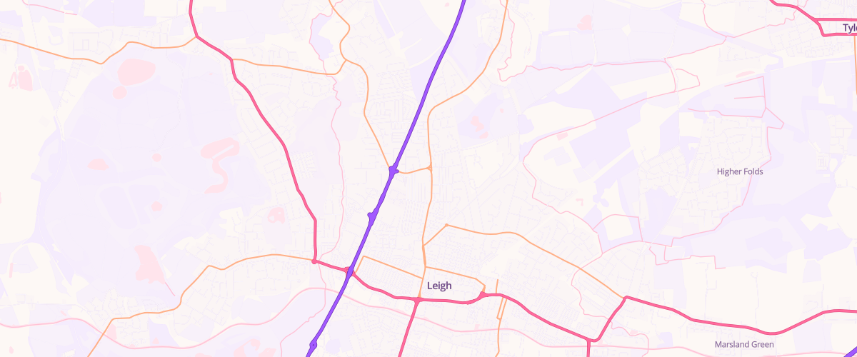 Map showing the location of Leigh Service Station