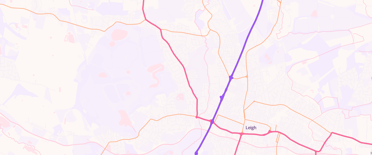 Map showing the location of Wigan Road Service Station