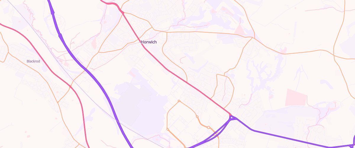Map showing the location of Horwich Service Station