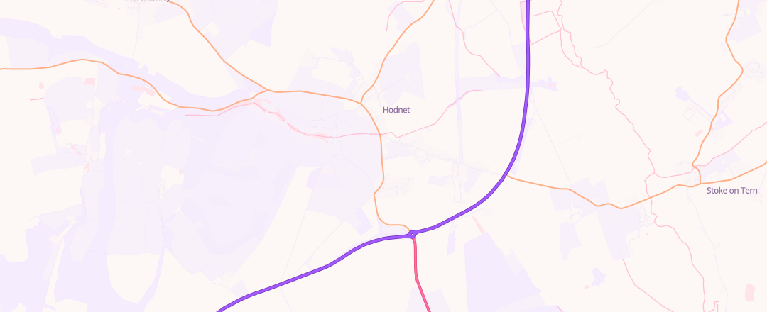 Map showing Hodnet Service Station, Market Drayton