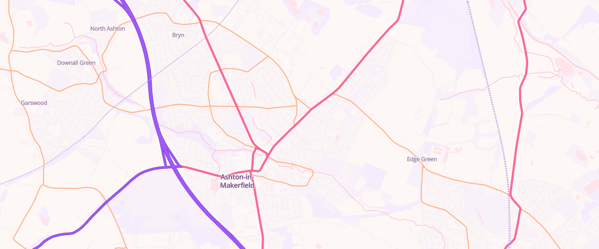 Map showing the location of Ashton-In-Makerfield Esso Express