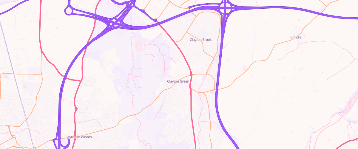 Map showing the location of Asda Clayton Green Superstore