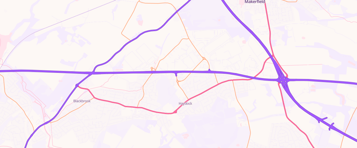 Map showing the location of Asda Haydock East Lancashire