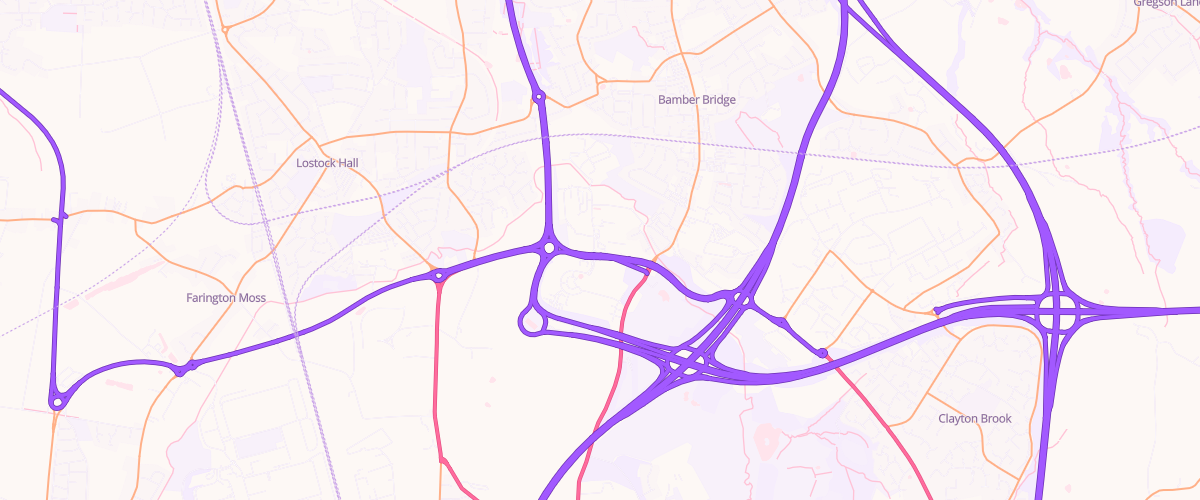 Map showing the location of Sainsburys Bamber Bridge