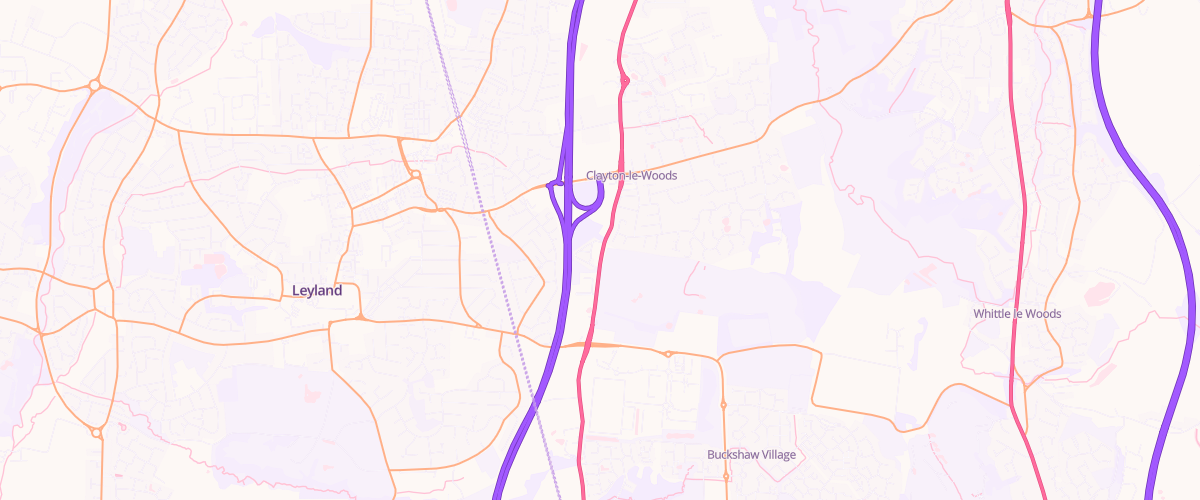 Map showing the location of Mfg Leyland