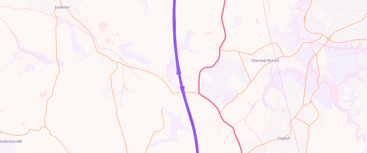 Map showing the location of Welcome Break Charnock Richard