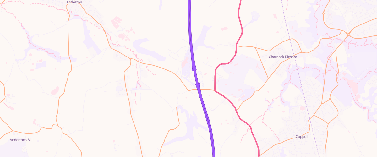 Map showing the location of Welcome Break Charnock Richard