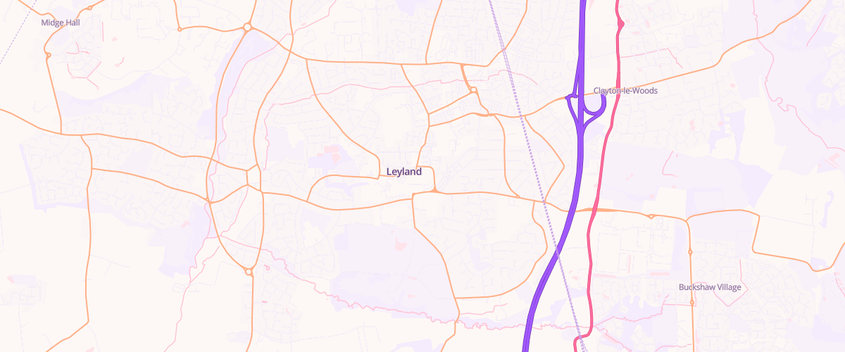 Map showing the location of Leyland Extra Petrol Filling