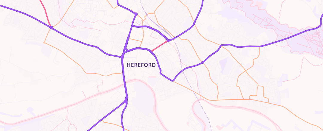 Map showing Kwik Fit, Hereford