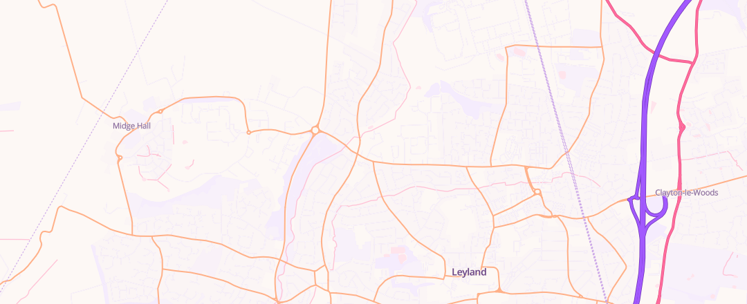 Map showing Meanygate Garage Ltd, Preston