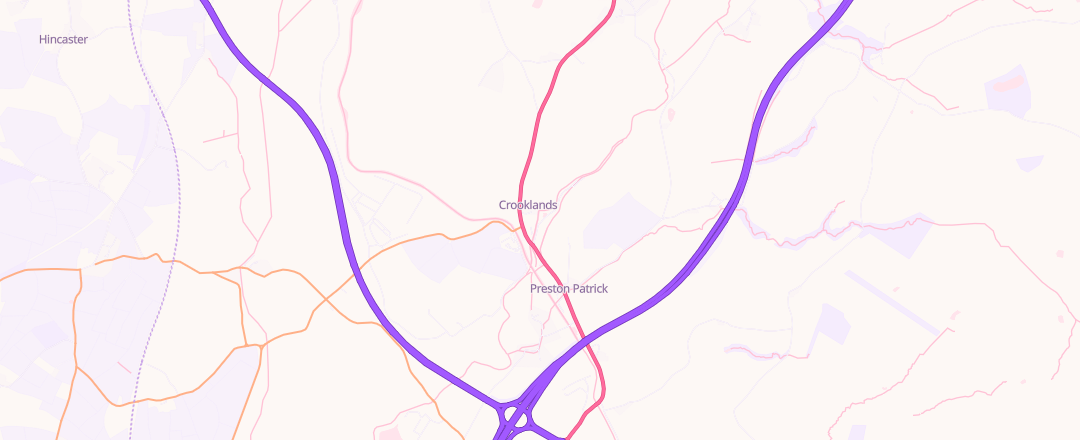 Map showing Crooklands Mill Garage, Milnthorpe