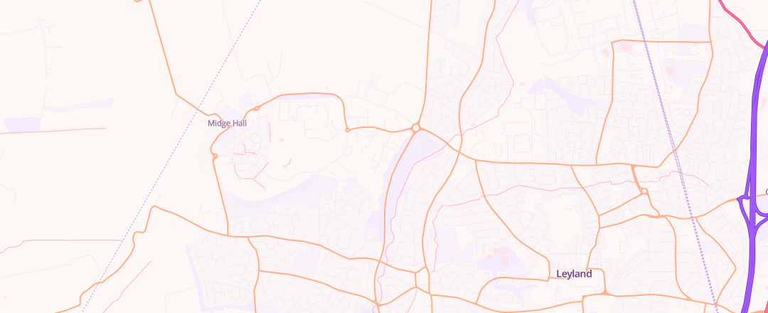 Map showing Mulberry Vehicle Repairs, Leyland