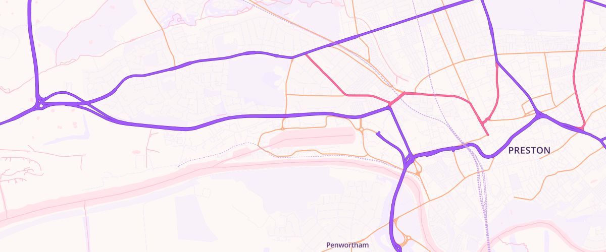 Map showing the location of Mfg Morrisons Preston Riversway