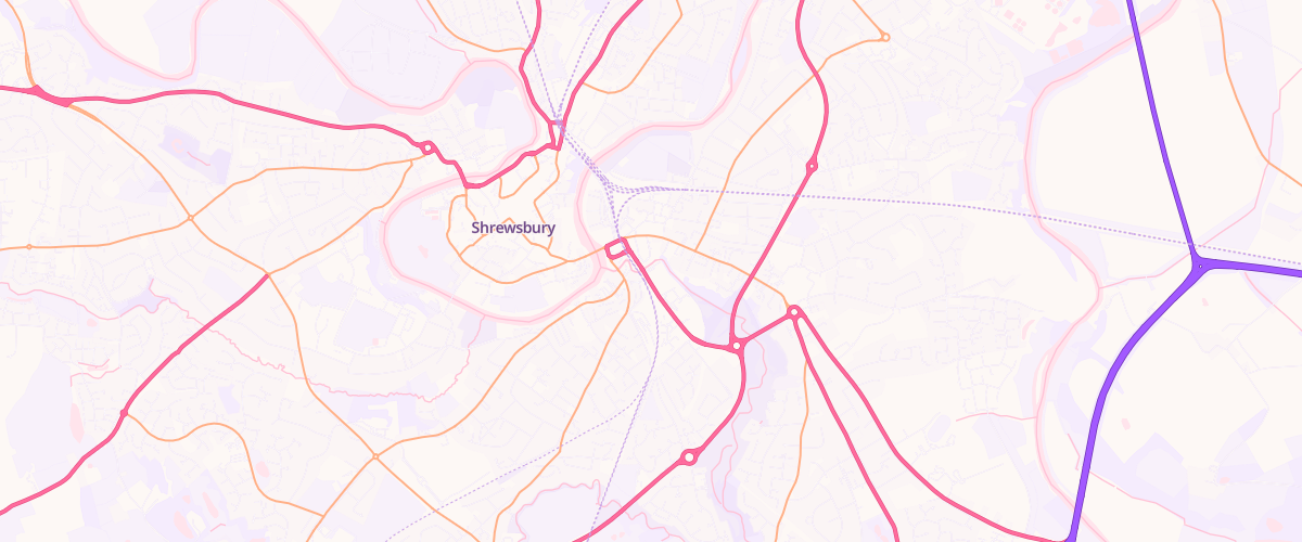 Map showing the location of Asda Shrewsbury