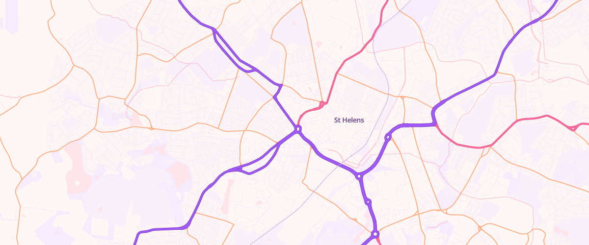 Map showing the location of Asda St Helens Superstore