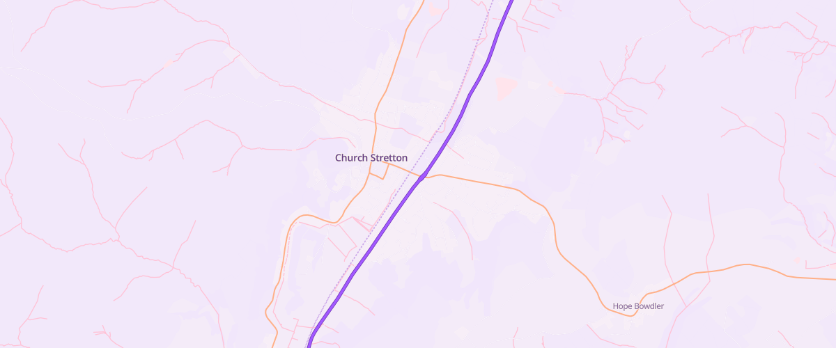 Map showing the location of Eg Church Stretton Pfs