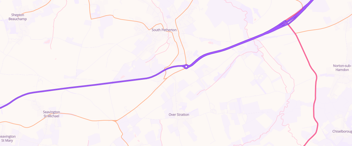 Map showing the location of Asda South Petherton Express