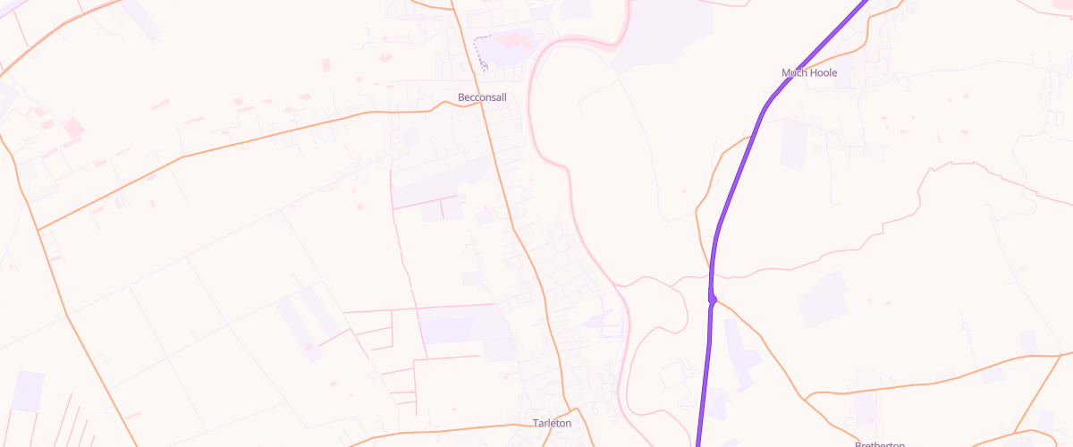 Map showing the location of Tarleton Service Station