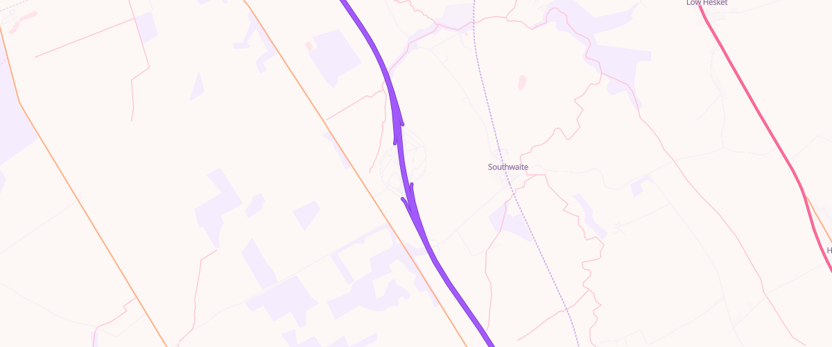 Map showing the location of Southwaite South Service Area