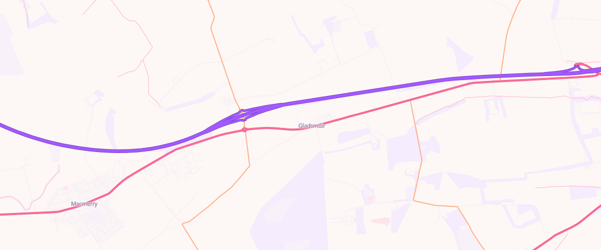 Map showing the location of Gladsmuir Garage