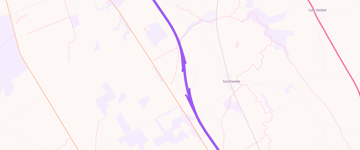 Map showing the location of Southwaite North Service Area