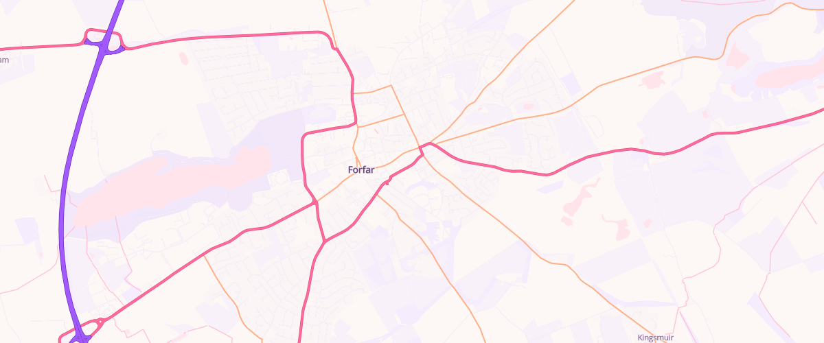 Map showing the location of Forfar Service Station