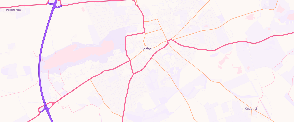 Map showing the location of Asda Forfar Superstore