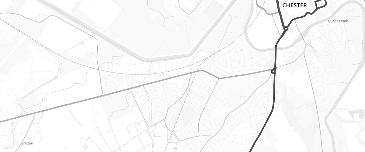 Map showing the location of Esso Saltney Service Station