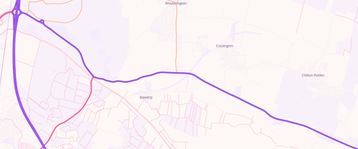 Map showing the location of Bawdrip Service Station