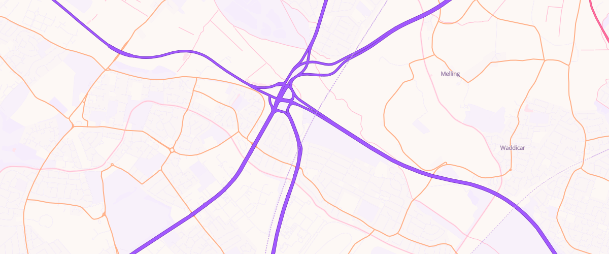 Map showing the location of Asda Aintree Superstore