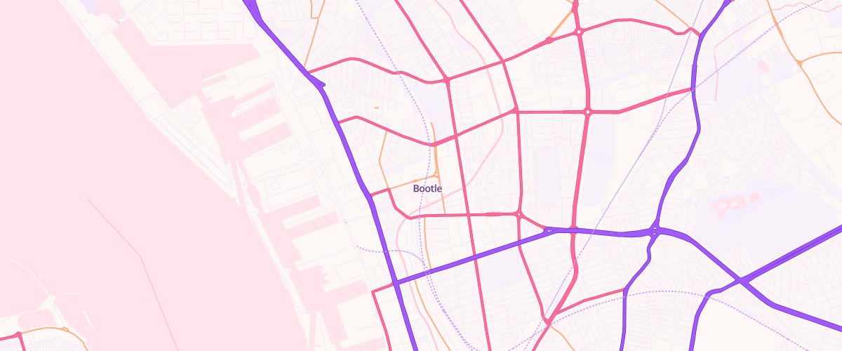 Map showing the location of Asda Bootle Superstore