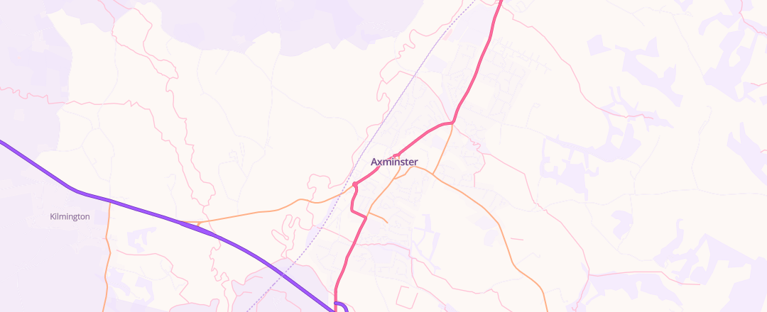 Map showing Castle Garage, Axminster