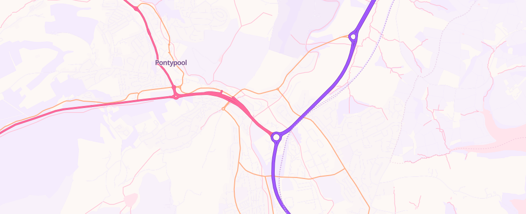 Map showing Old Bailey Garage, Pontypool