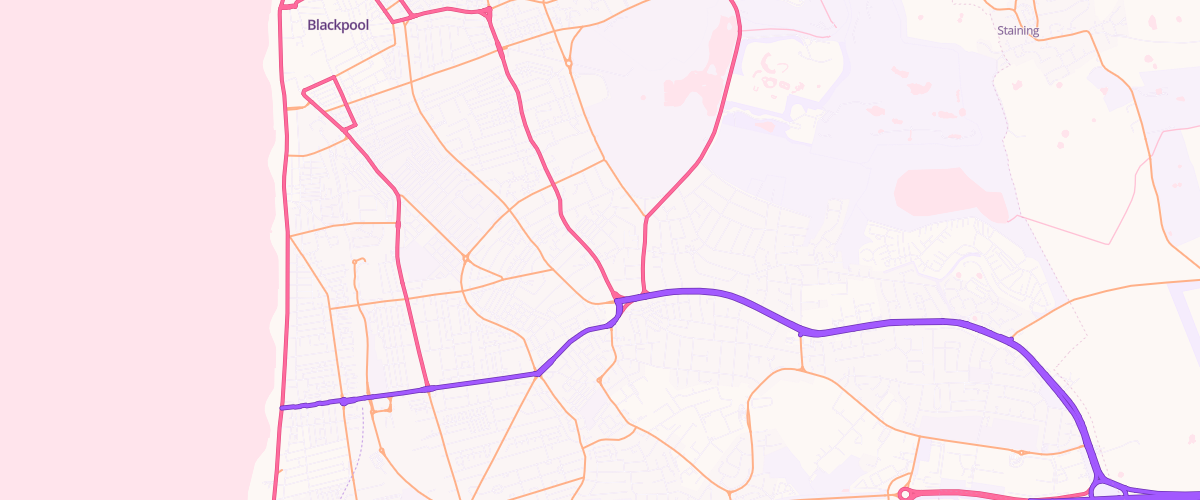 Map showing the location of Blackpool Marton Express