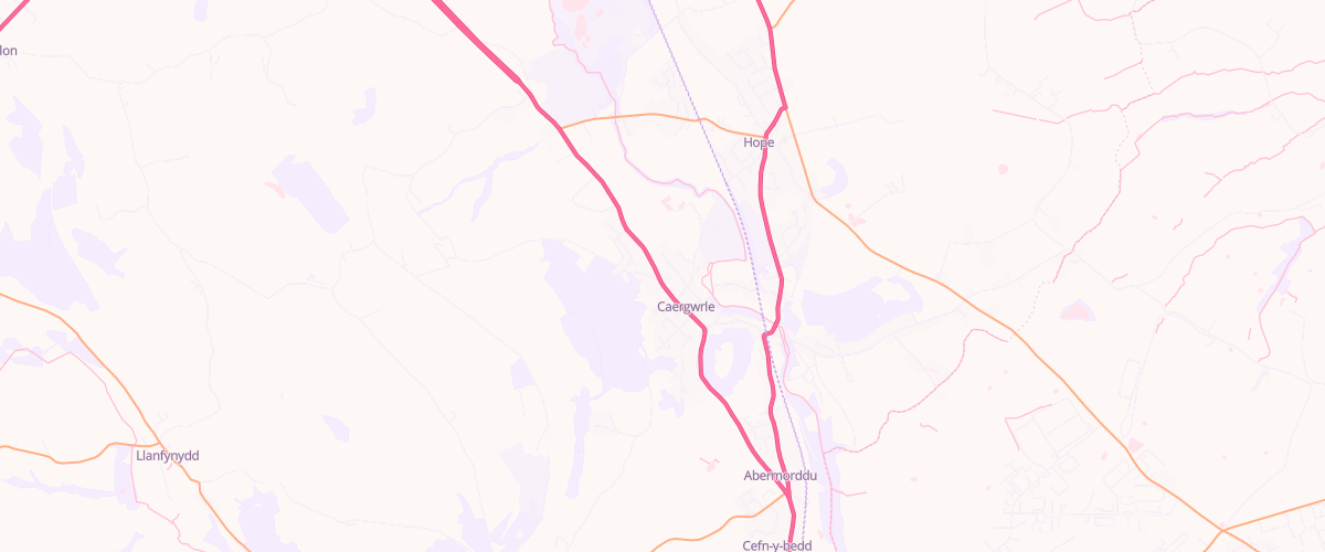 Map showing the location of Caergwrle Filling Station