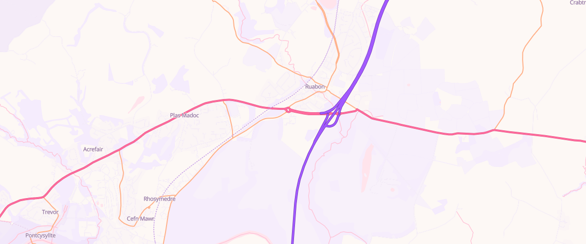 Map showing the location of Ruabon Park Service Station