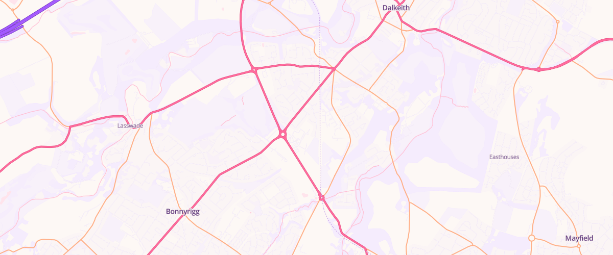 Map showing the location of Dalkeith Hardengreen Superstore Petrol