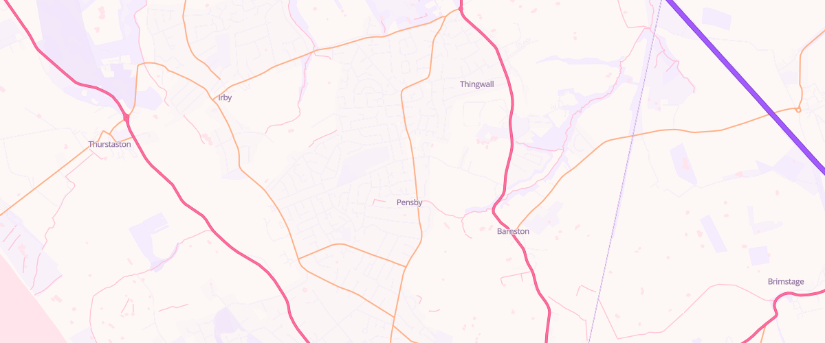 Map showing the location of Pensby Service Station