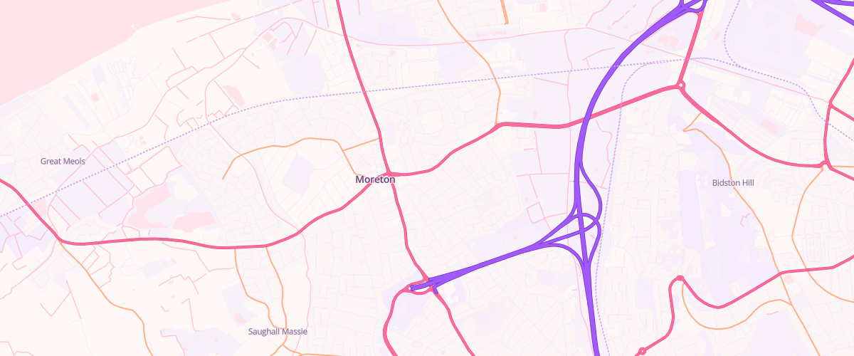 Map showing the location of Asda Moreton Express Petrol