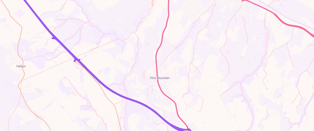 Map showing the location of Flint Service Station