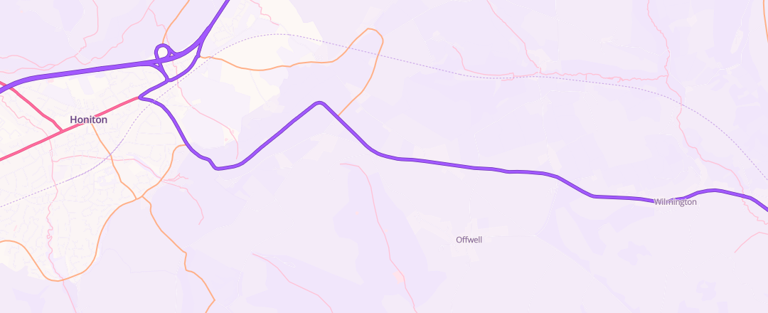 Map showing Windmill Garage, Honiton