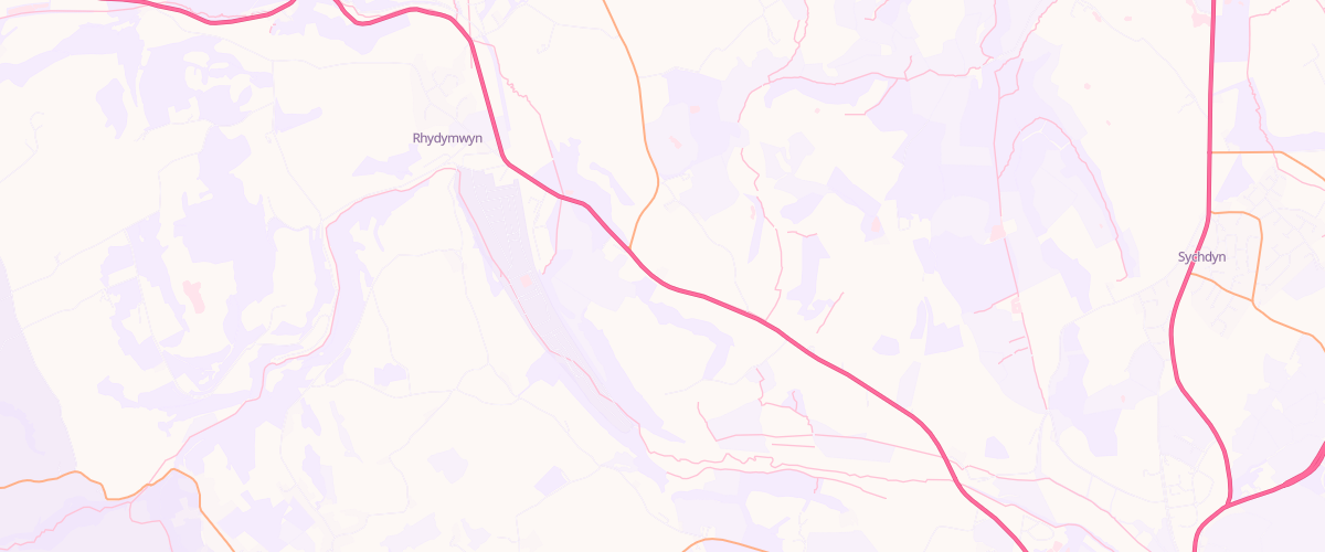 Map showing the location of Rhydymwyn Service Station