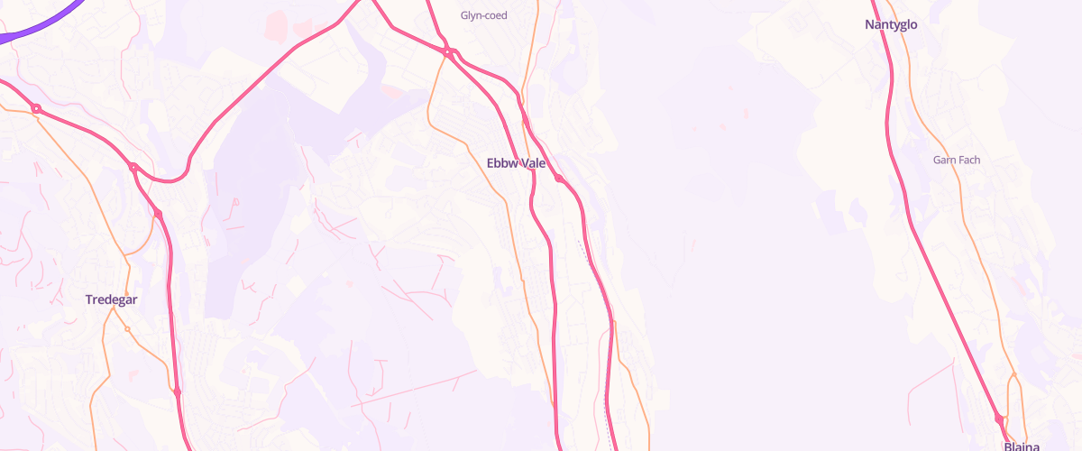 Map showing the location of Ebbw Vale Service Station