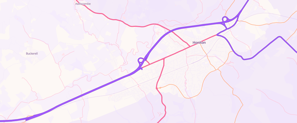 Map showing the location of Honiton Sf Connect