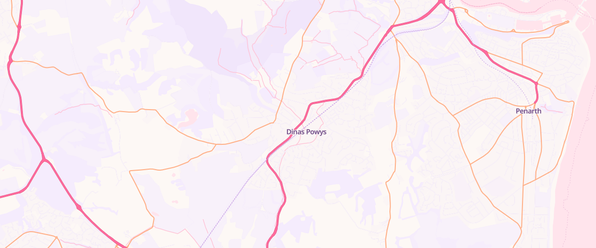 Map showing the location of Dinas Powys Service Station