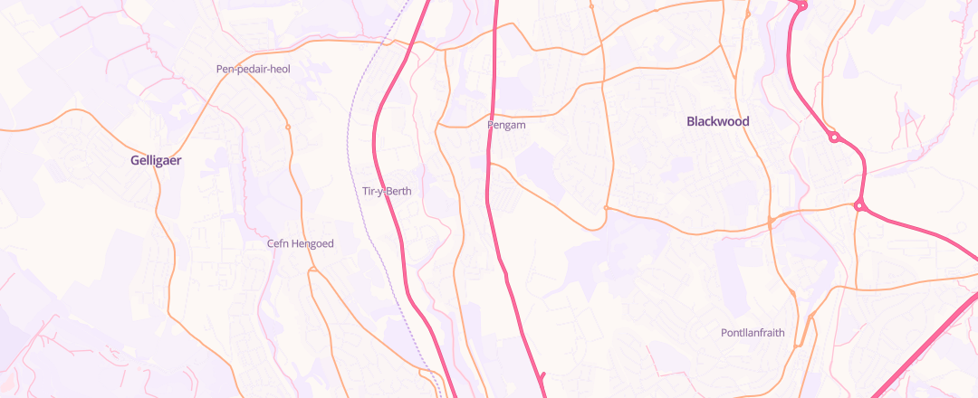 Map showing Bryn-Gwyn Garage, Blackwood